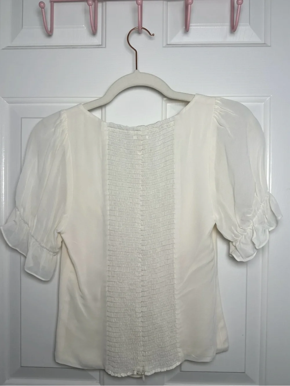 Reformation Delevan Puff Sleeve White Top